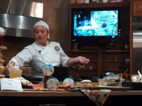 Chef Yvette Hirang demonstrating making Nigri