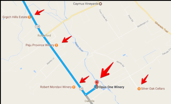 Google Maps Zoom In - Opus One Wine - Wine Tasting Travel Tips